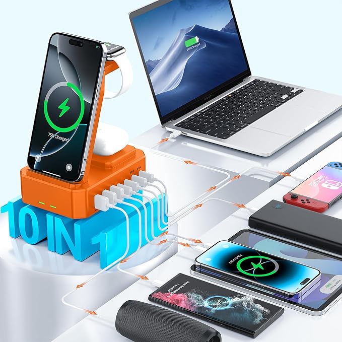 300W Charging Station for Multiple Devices Apple, Zutspzss 10 in 1 Wireless