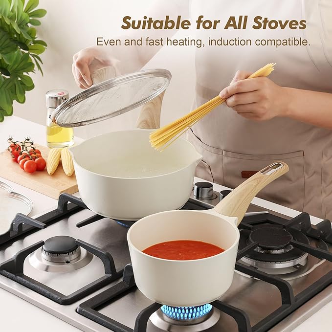 SENSARTE 1.5 & 2.5 Quart Ceramic Sauce Pan Sets