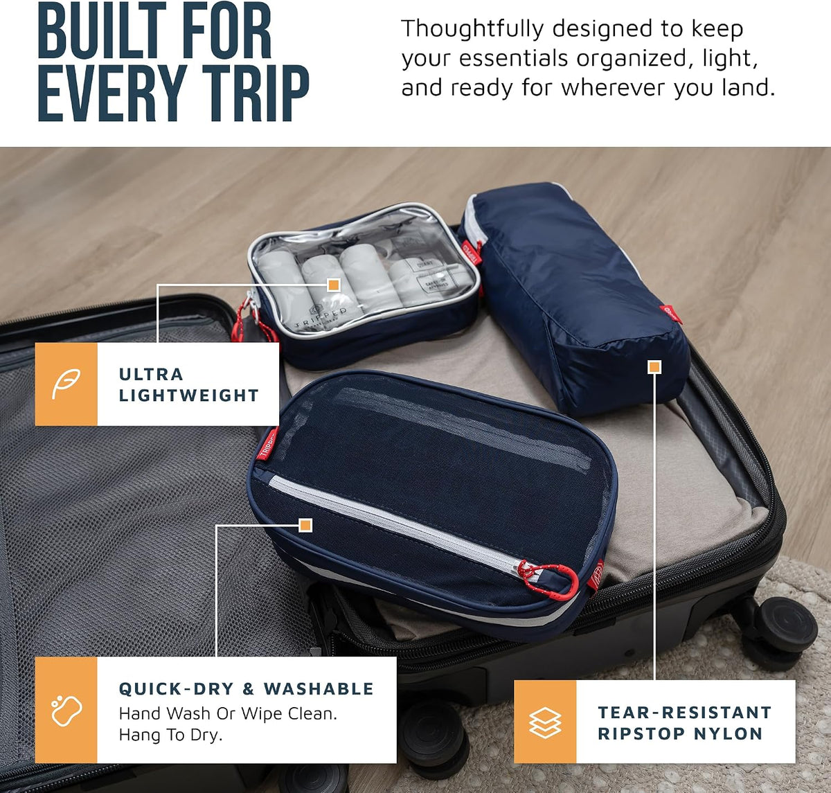 TRIPPED Travel Gear 3-Piece Travel Toiletry Bag Set