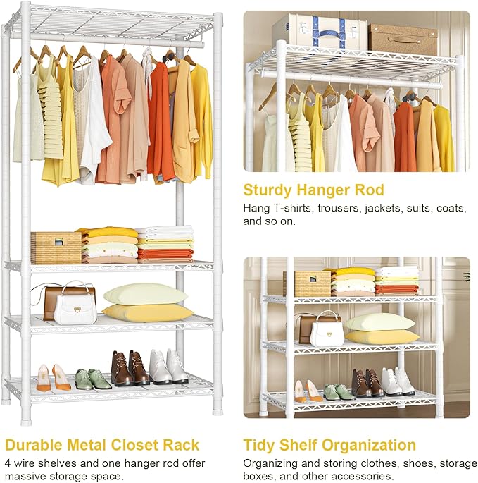 Ulif H2 Heavy-Duty Portable Closets, 4-Tier Freestanding Garment Rack Suit