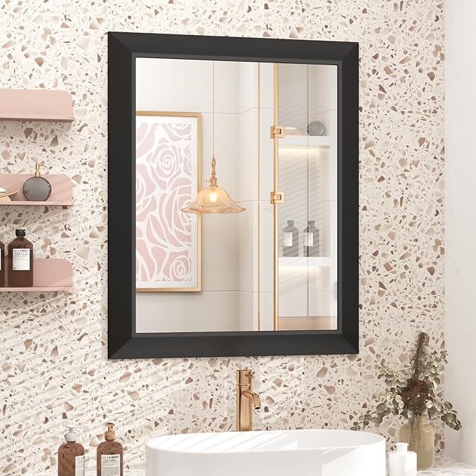 SMIROR Matte Black Bathroom Mirror
