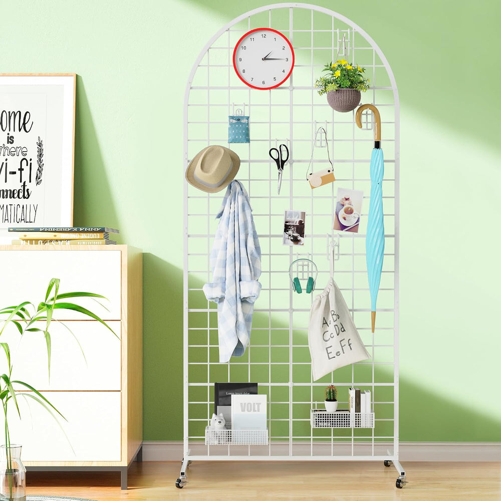 Aseem Metal Grid Wall Panels Display Stand Black Movable 2.6x5.8FT, 1PCS