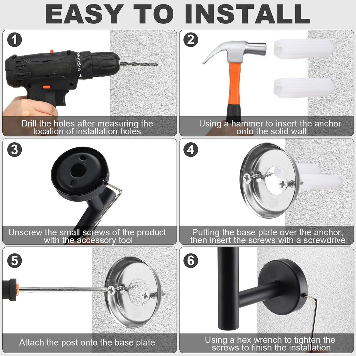 gisafai 15 pcs black bathroom accessories hardware set, side view