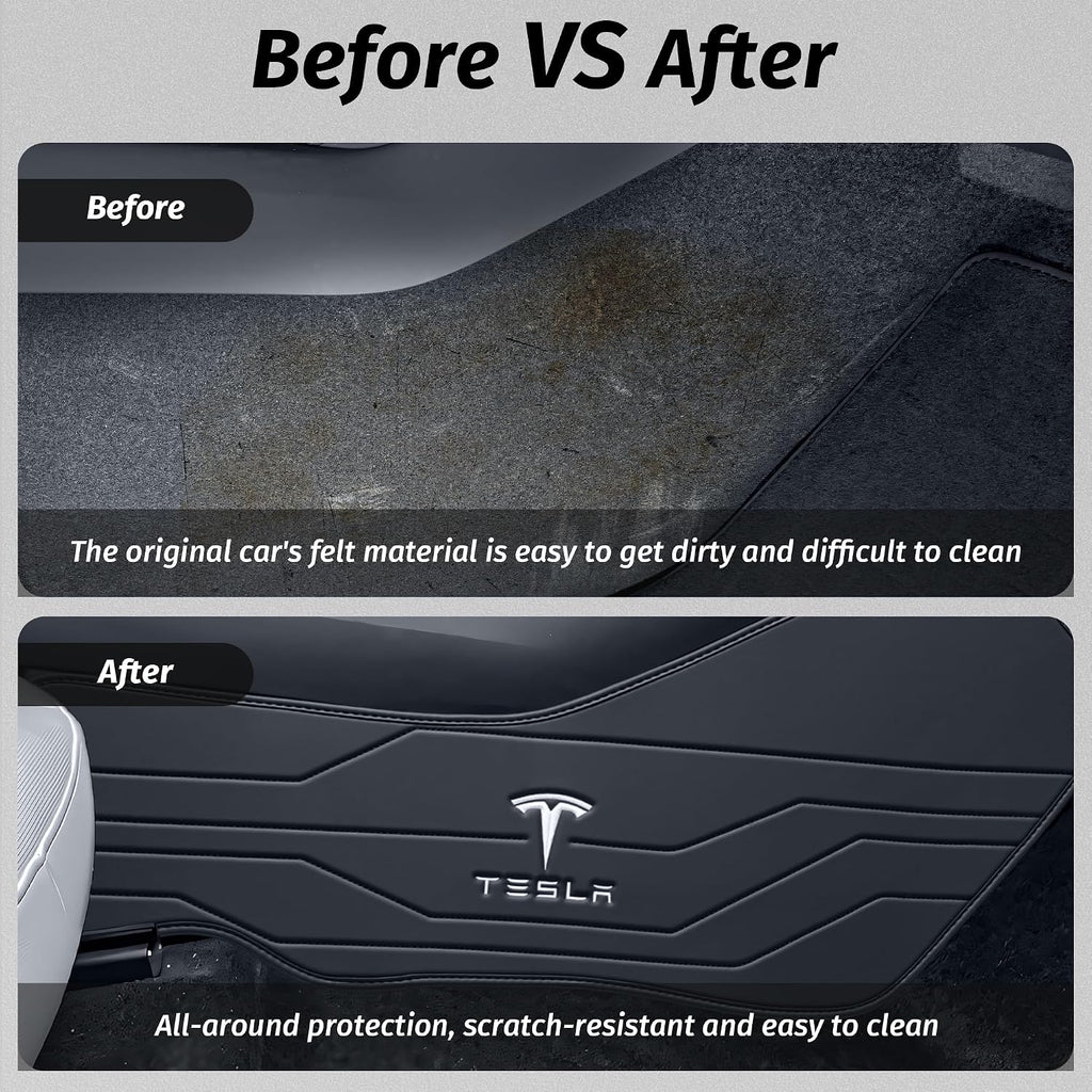 center console leather side anti-kick mats(2 pieces) designed, close-up detail
