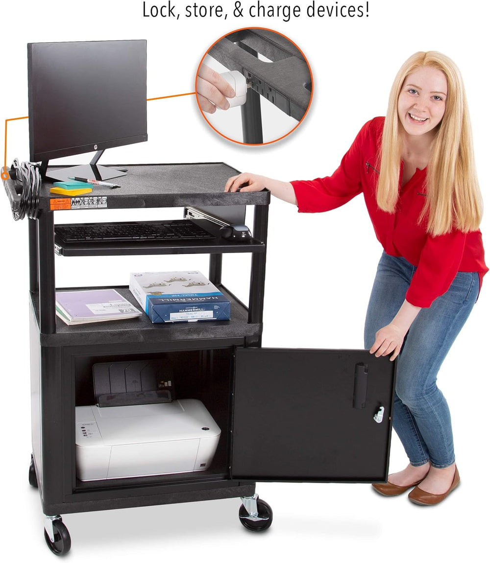 Stand Steady Line Leader SS-LP Plastic AV Cart with Keyboard Tray and Locking...