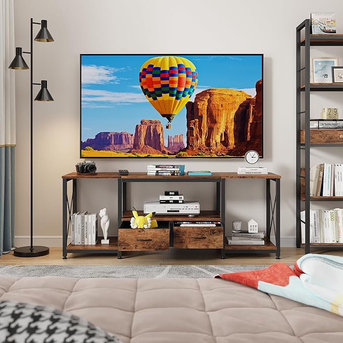 GYIIYUO TV Stand with Fabric Drawers