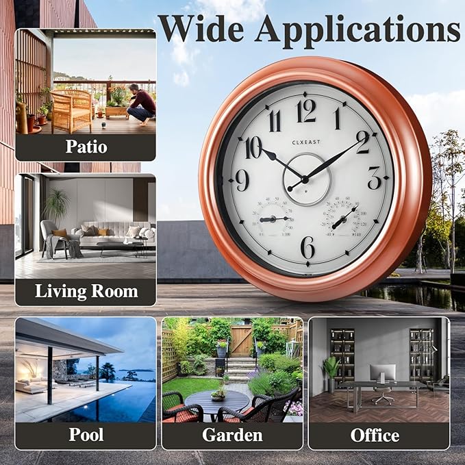 CLXEAST 18 Inch Illuminated Outdoor Indoor Clocks