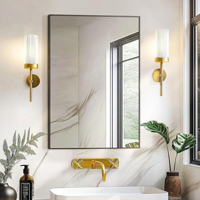 Bathroom Vanity Mirror for Wall, HD Shatterproof Glass, Hangs Horizontally or