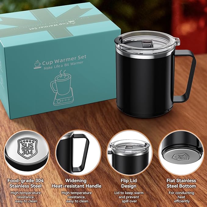 Coffee Mug Warmer & Mug Set for Desk, Electric Coffee Cup Warmer