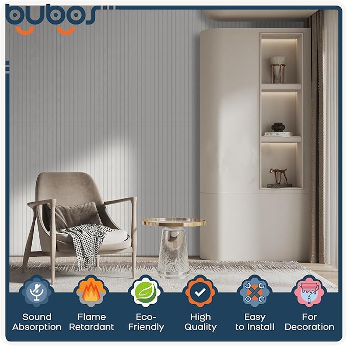 BUBOS 6 Pack Large Acoustic Panels, 48x12Inch SoundProof Panels