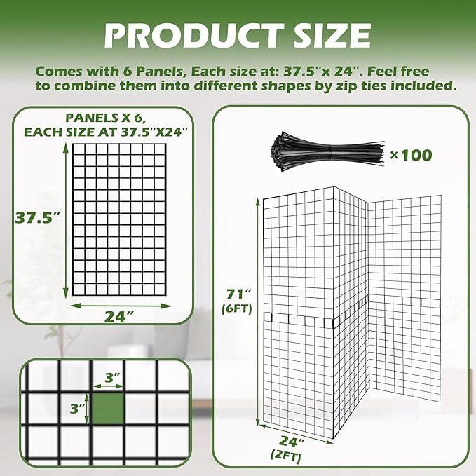 Koretech Grid Wall Panels 3 Pcs, Commercial Grade Gridwall Panels, Metal Grid