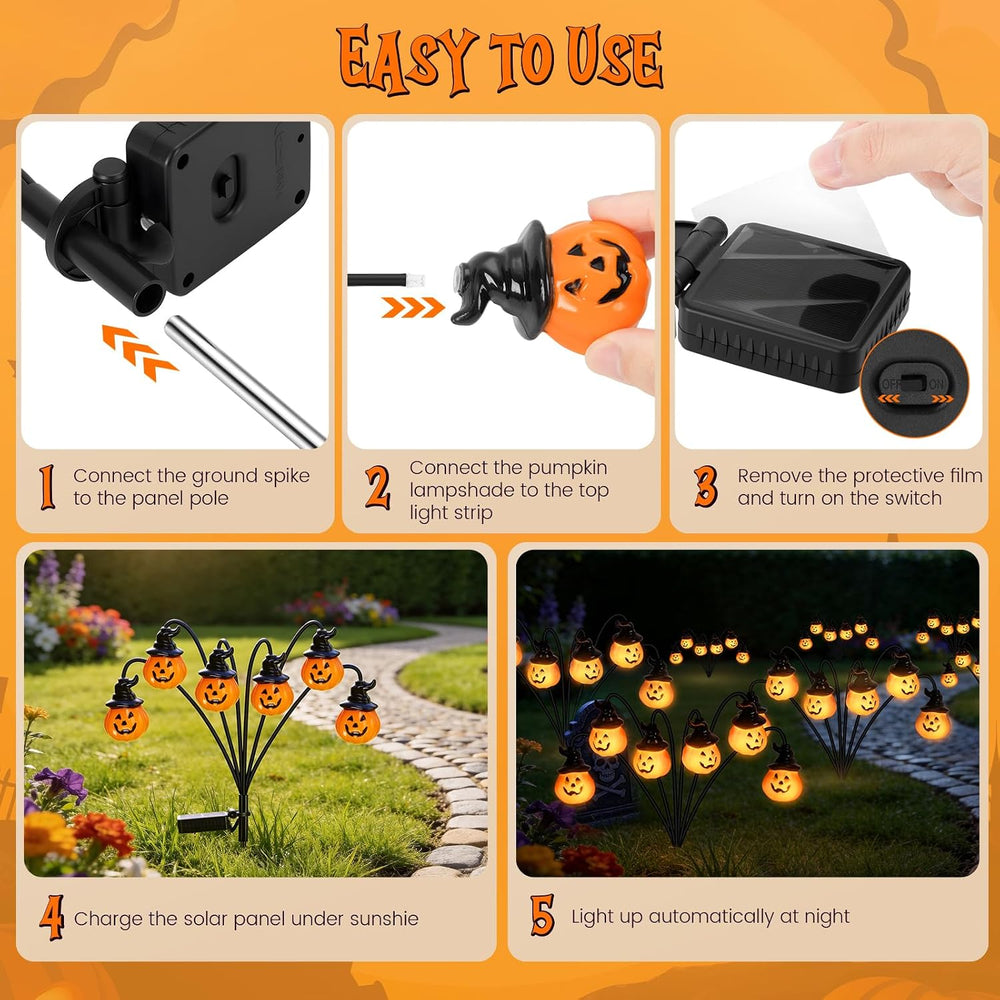 4 Pack Pumpkin Solar Halloween Lights Outdoor,Halloween Decorations