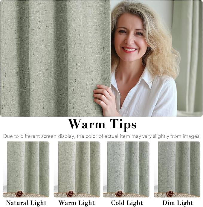 H.VERSAILTEX Linen Blackout Curtains Durable Thick Textured Linen Look 100%