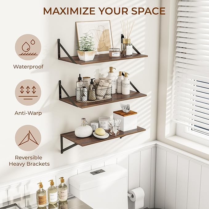 Heimlove 24" W x 12" D Wall Shelves (Set of 3)