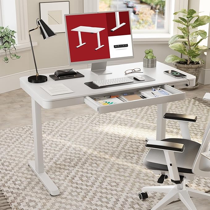 Standing Desk with Drawer, Electric Height Adjustable Home Office Desk with