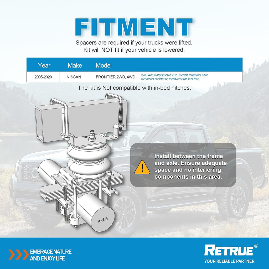 retrue rear air bags suspension kit for 2005-2020, close-up detail