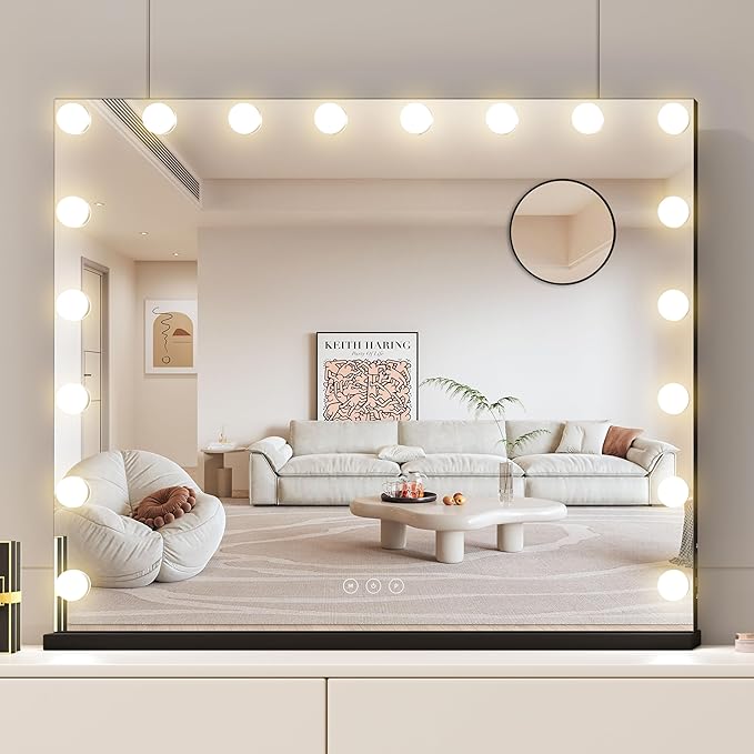Vanity Mirror with Lights, Makeup Mirror with 17 Dimmable LED Bulbs, 3 Color