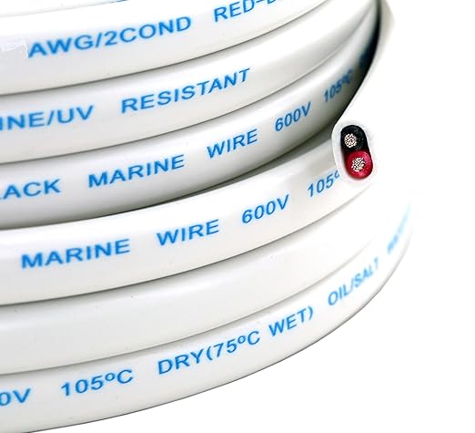 GS Power 100 Ft Duplex Marine Wire, 18 Gauge Wire, Oxygen-Free Tinned Copper 18