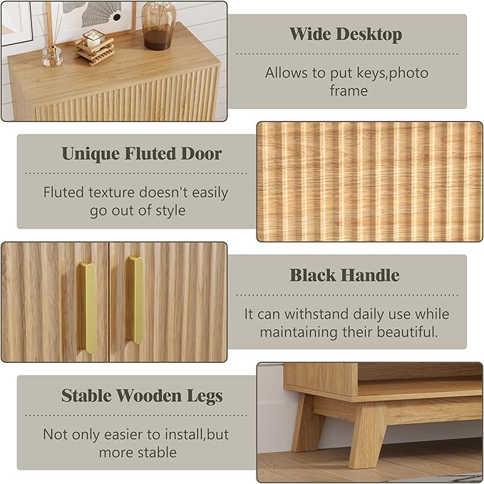 Shoe Cabinet Storage for Entryway, 5 Tier Fluted Shoe Storage Cabinet
