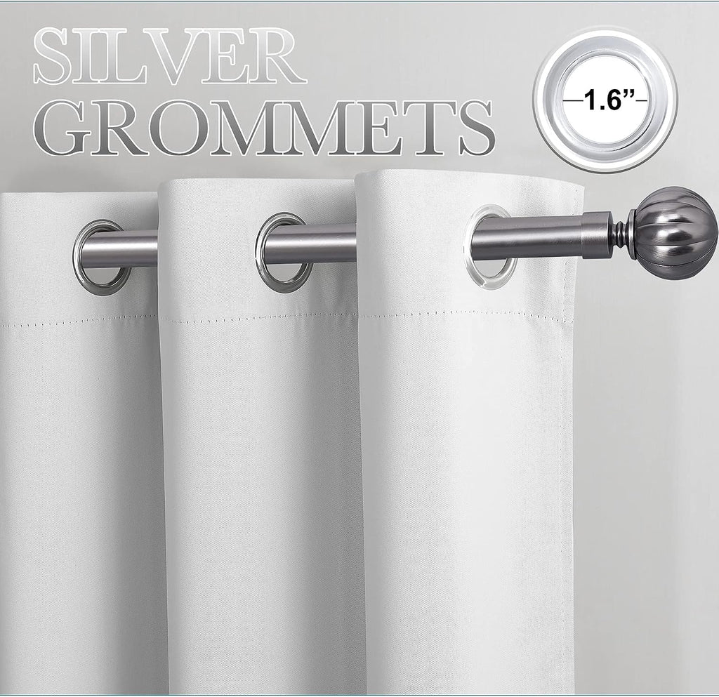 NICETOWN White & Grey Room Darkening Curtains 84 inch Long, Grommet Gradient Curtains Easy-Matching Window Treatments for Boys Bedroom/Kids Room, W52, Set of 2