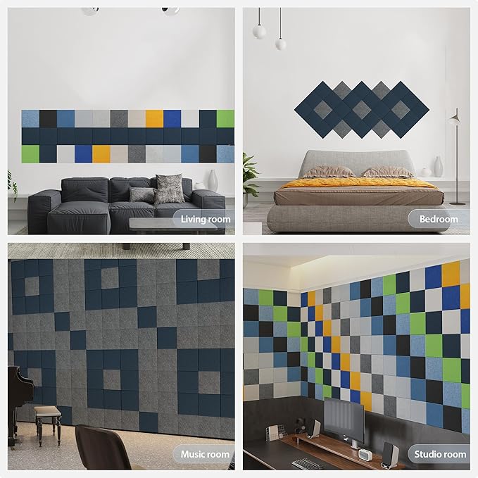 Amantech 12 Pack Acoustic Panels Self Adhesive Sound Proof Foam, High Density