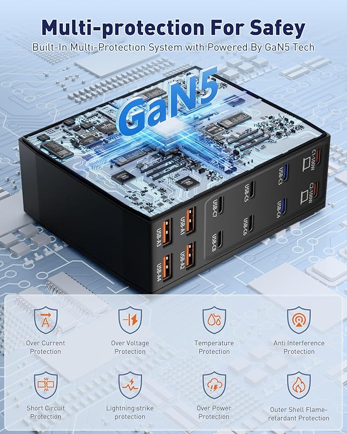 USB Charging Station, 12-Port USB C Charger Block