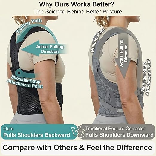 Full Back Posture Corrector for Women & Men – Pull-Back System Posture Brace –