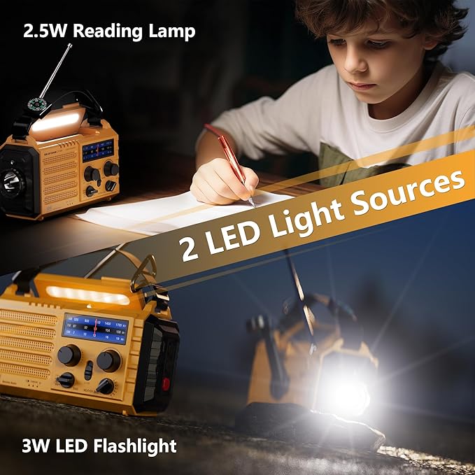 NOAA Weather Radio AM/FM/Shortwave, 5 Way Powered Emergency Radio