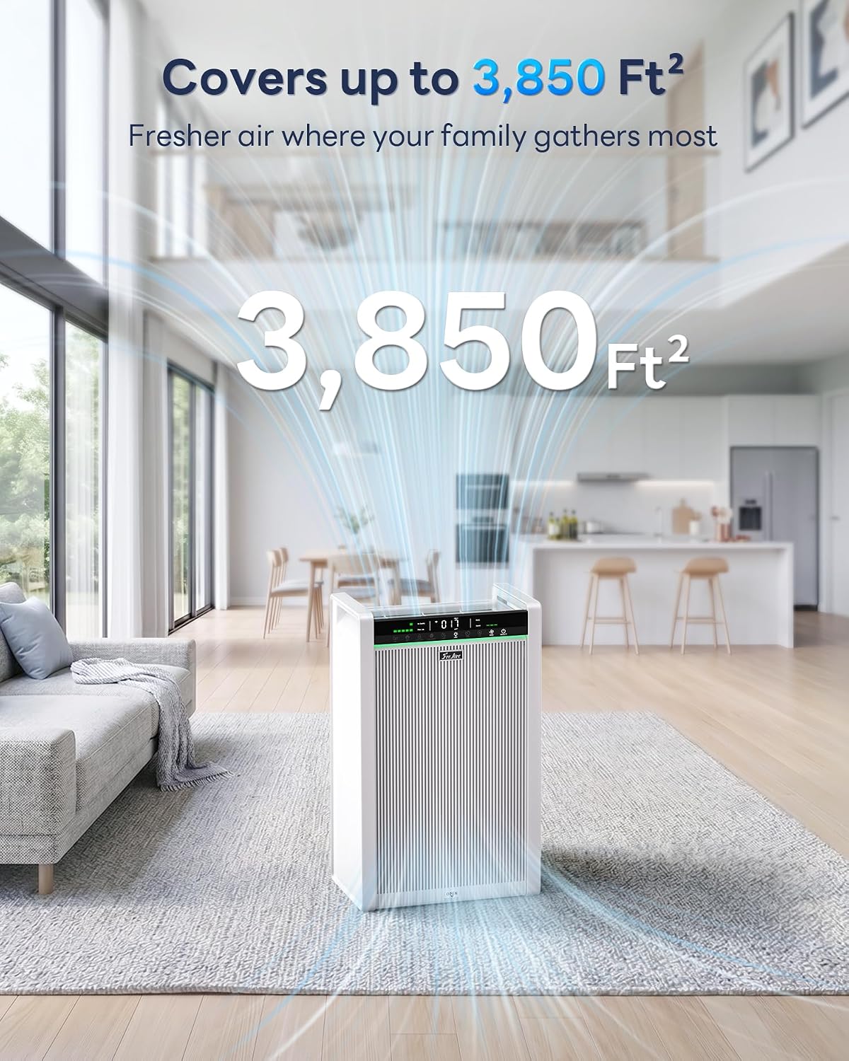 FreAire Air Purifiers for Home Large Room Up to 3850 Ft², HAP611WF, White