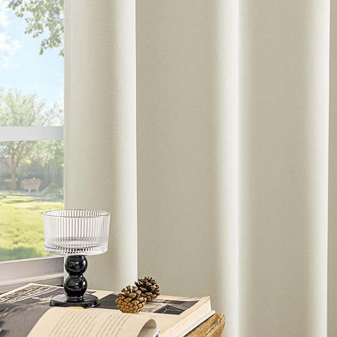 Beauoop Cream 100% Blackout Curtains 96 Inch Long 2 Panels