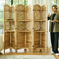 Svimi Room Divider with Shelves, 68.9inch Wood Carved and Louvered Wall Divider
