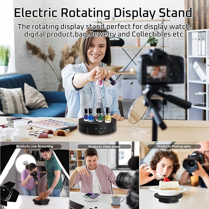 JAYEGT 3in 1 Motorized Rotating Display Stand