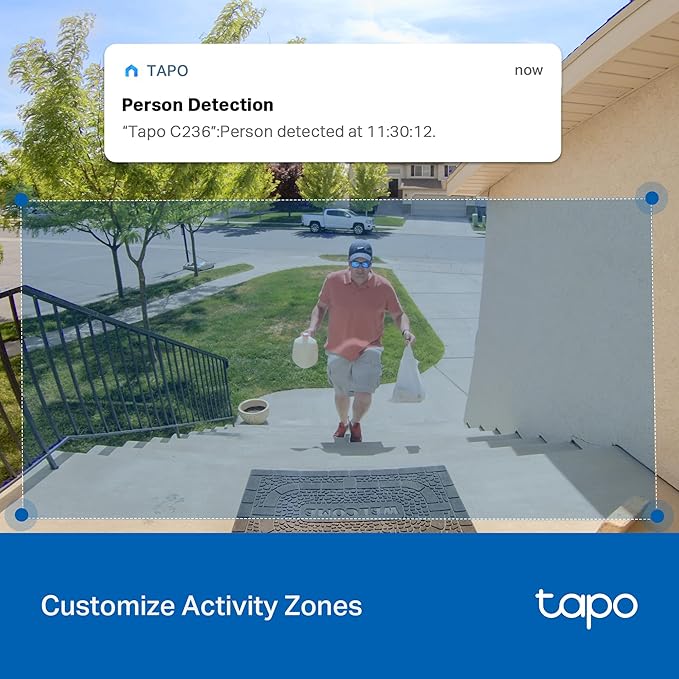 Tapo 3K 5MP Pan/Tilt Indoor/Outdoor Security Camera, Free Person/Vehicle/Baby