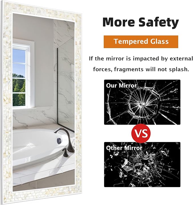 Tanmicoshomy 24 x 47 Inch White Rectangle Wall Mirror, Rectangular Mirrors