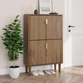 Smuxee Shoe Cabinet with 2 Flip Drawers, 23.6" Walnut Hidden Shoe Storage
