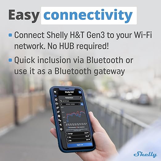 Shelly H&T Gen3 Ivory | Wi-Fi and Bluetooth Smart Temperature & Humidity Sensor