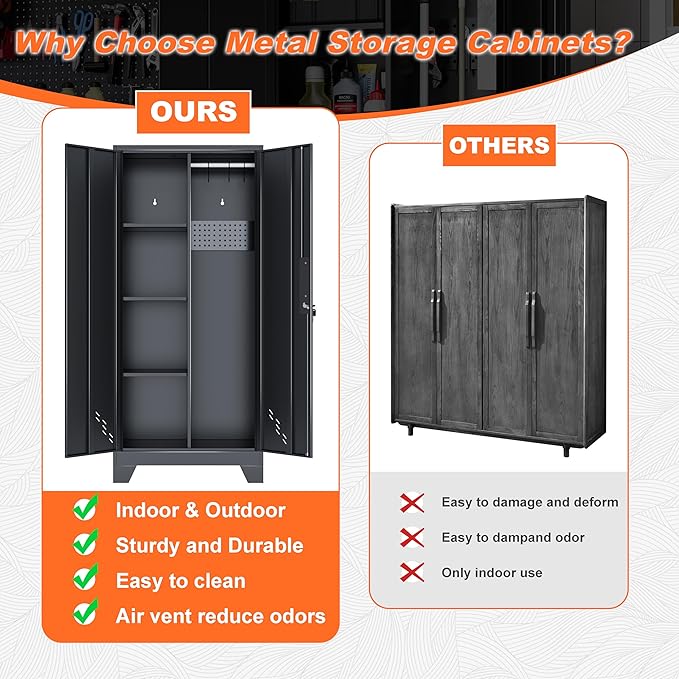 Storage Cabinet 61" H, Metal Outdoor Sheds