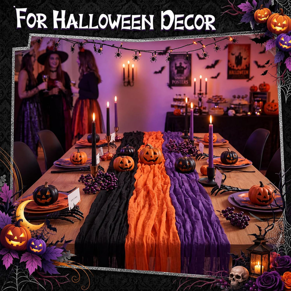 Remagr 12 Pcs Cheesecloth Gauze Table Runners, Halloween