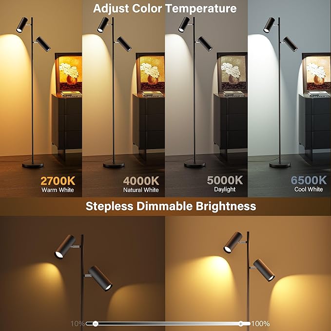 SIBRILLE Spotlight Floor Lamp, Tall LED Standing Lamp