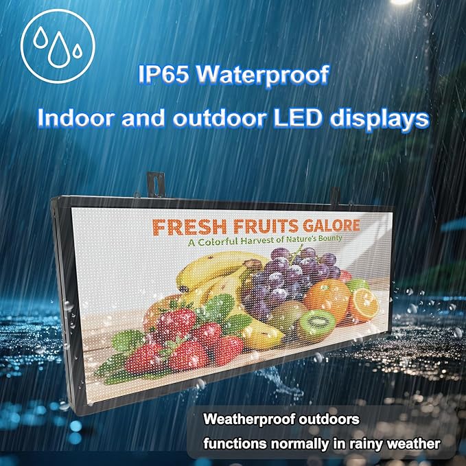 P6 Programmable LED Sign 40"x17", Outdoor Waterproof Digital Message Board