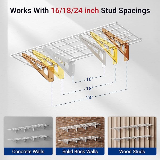 FLEXIMOUNTS 12-inch-by-72-inch Wall Shelf Garage Storage Rack Wall Mounted (2-Pack)