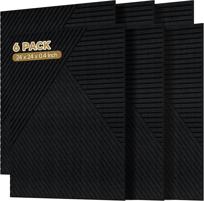 Autorific Acoustic Wall Panels, 6 Pack Total Size 72 x 48 Inches, Self-Adhesive