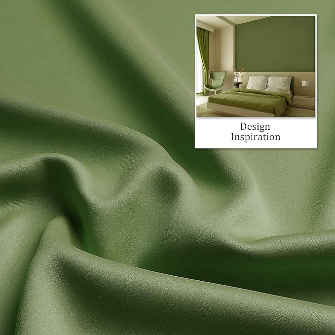 DUALIFE Sage Green Boho Blackout Curtains 90 Inches Long