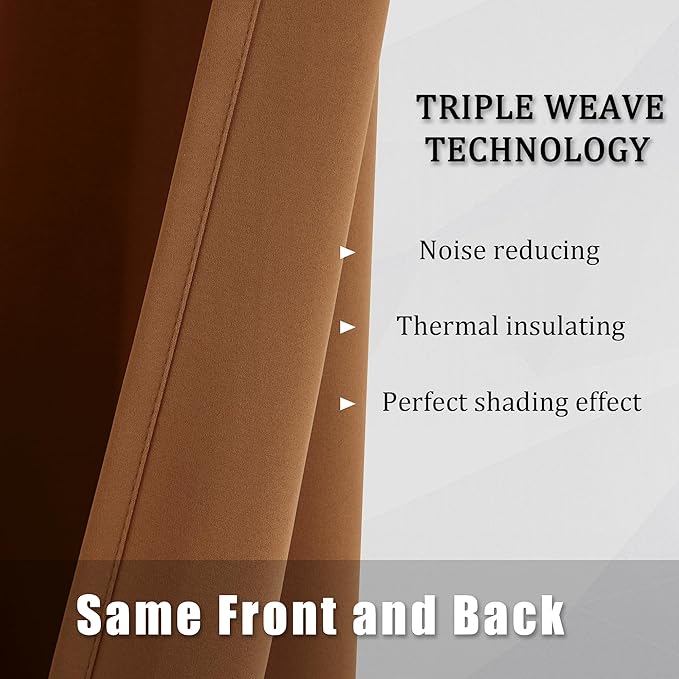 DUALIFE Caramel Brown Blackout Curtains