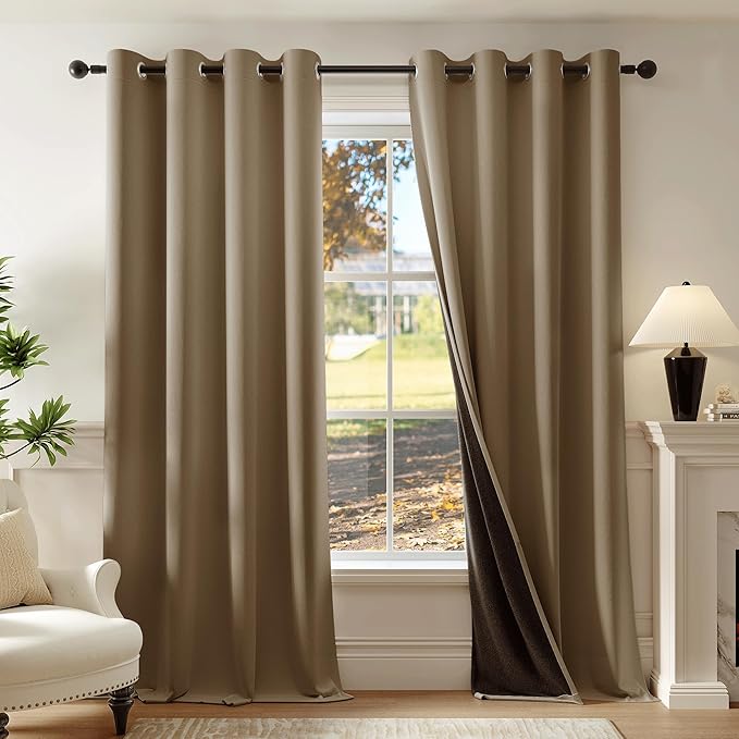 Beauoop 100% Blackout Curtains 84 Inch Long 2 Panels