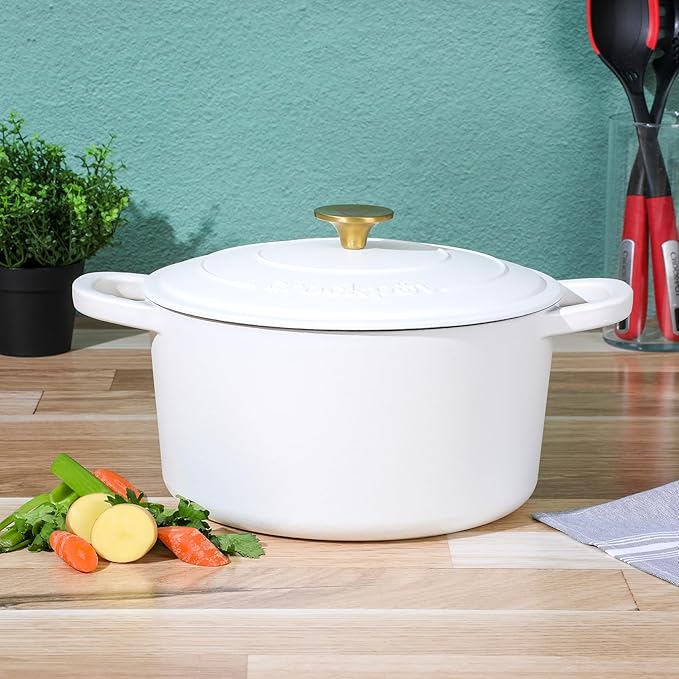 Crock-Pot Artisan 7-Quart Round Dutch Oven – Matte Linen White