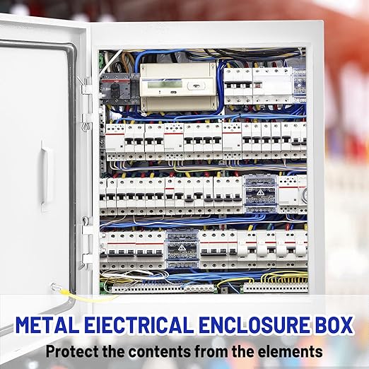Outdoor Electrical Box 20 x 16 x 6''D NEMA 4X Enclosure Steel Box, Waterproof &