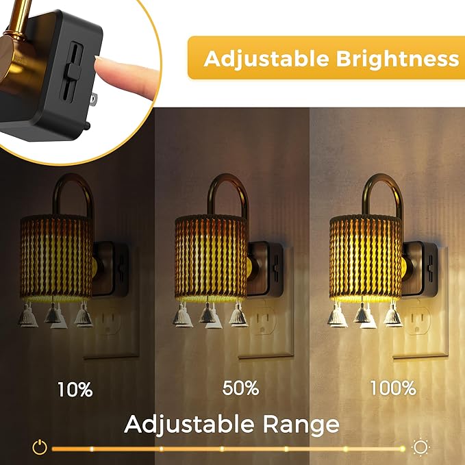 L LOHAS LED Night Lights Plug into Wall, 2 Pack Boho Fabric Cylinder Night Light