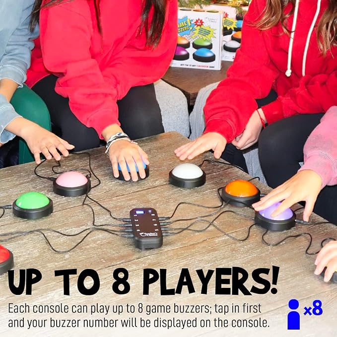 Teacher's Choice Light Up Game Buzzer System, Displays The Winning Player Loud (8 Pack)