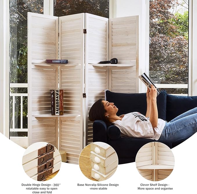 Partition Room Dividers, Folding Wood Privacy Screen